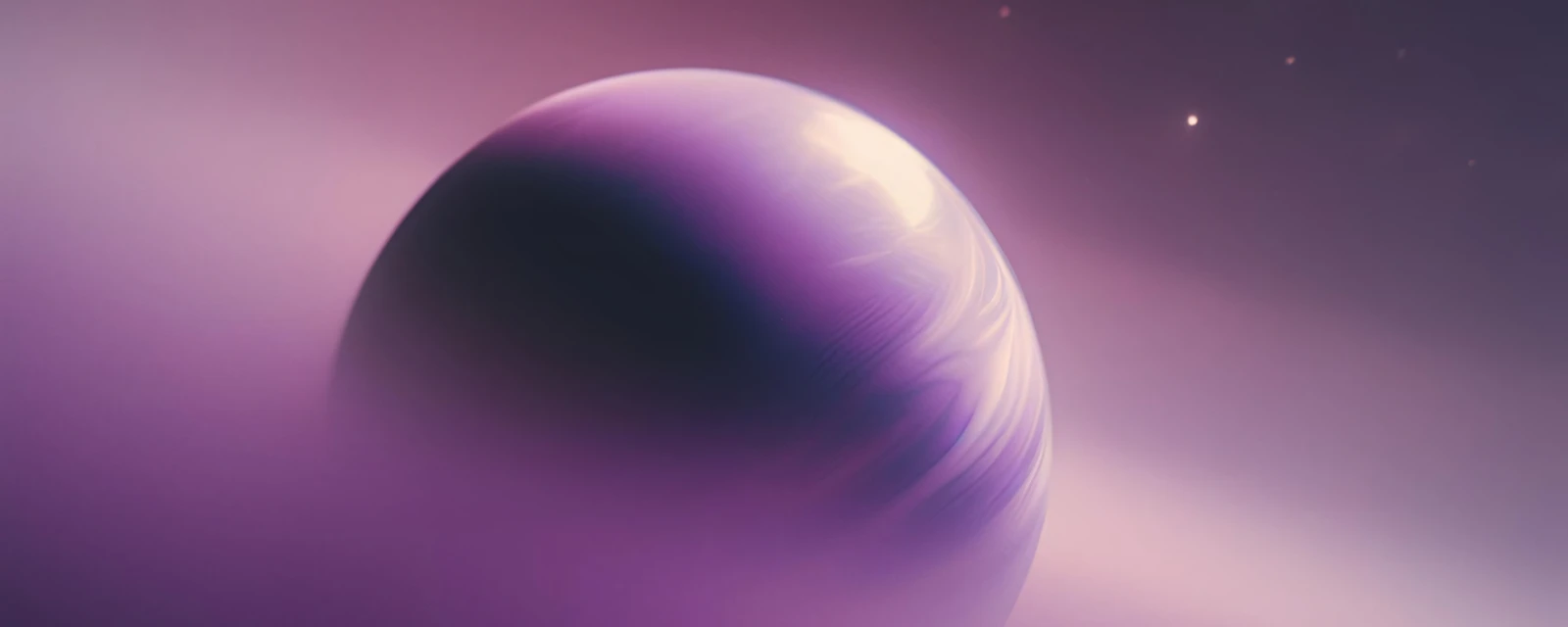 Planet von rosa und lila Nebel umgeben