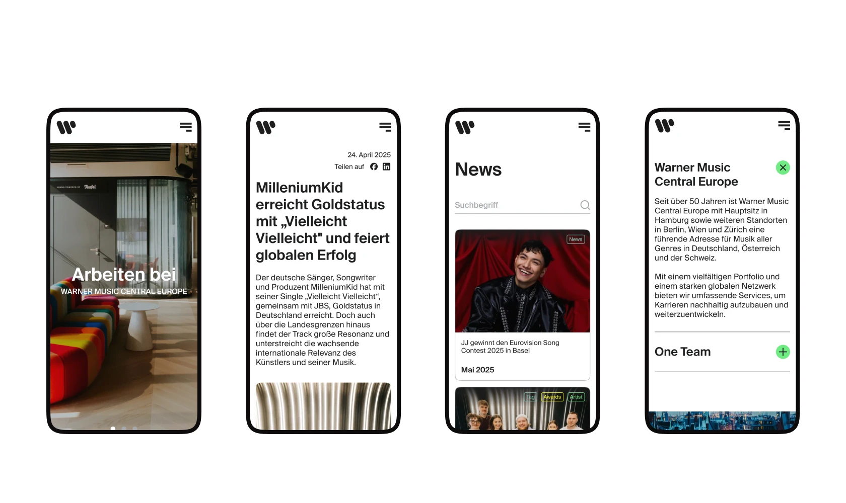 Website Warner Music Germany: Warner Music News auf Smartphones