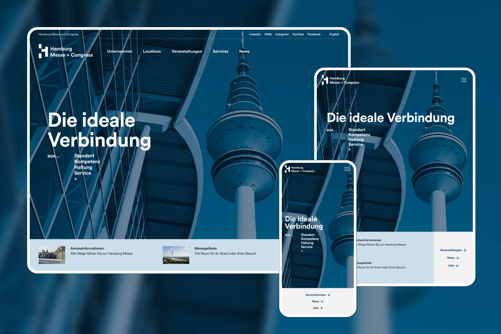 Hamburg Messe & Congress Website Screen Mockups