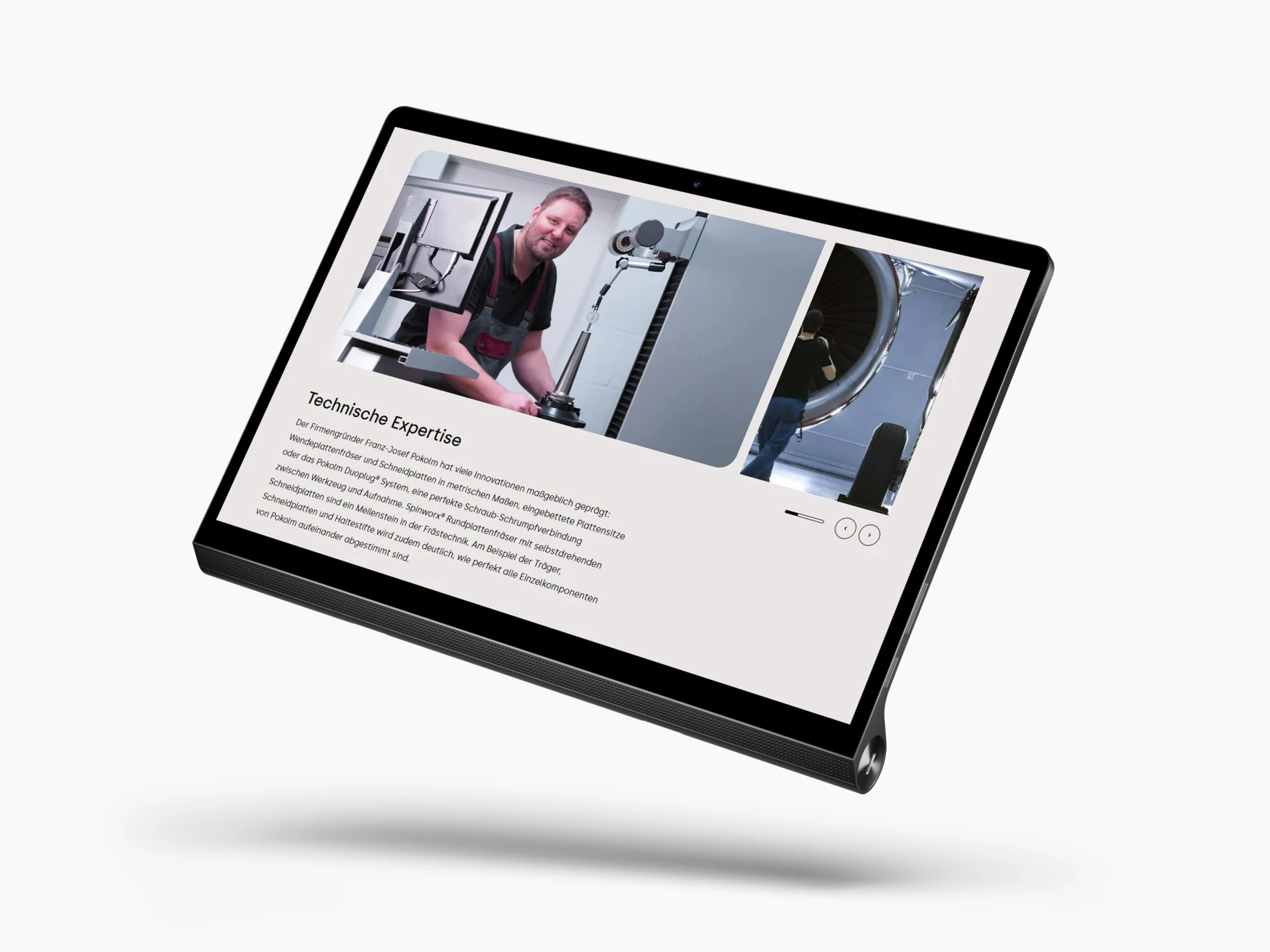 Foto: Tablet mit geöffneter Pokolm-Website