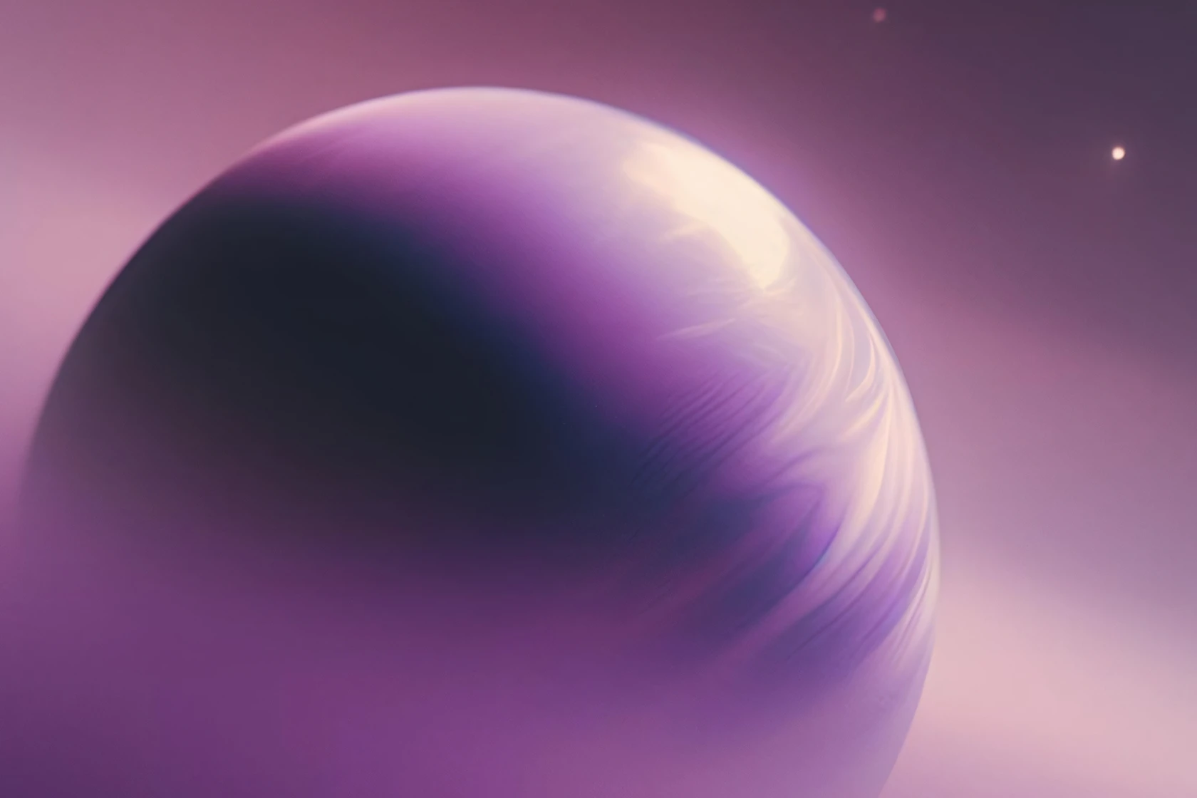 Planet von rosa und lila Nebel umgeben